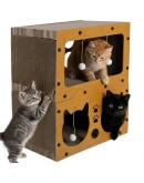 Драскалка за котки двуетажна къща легло с играчки неплъзгащо се